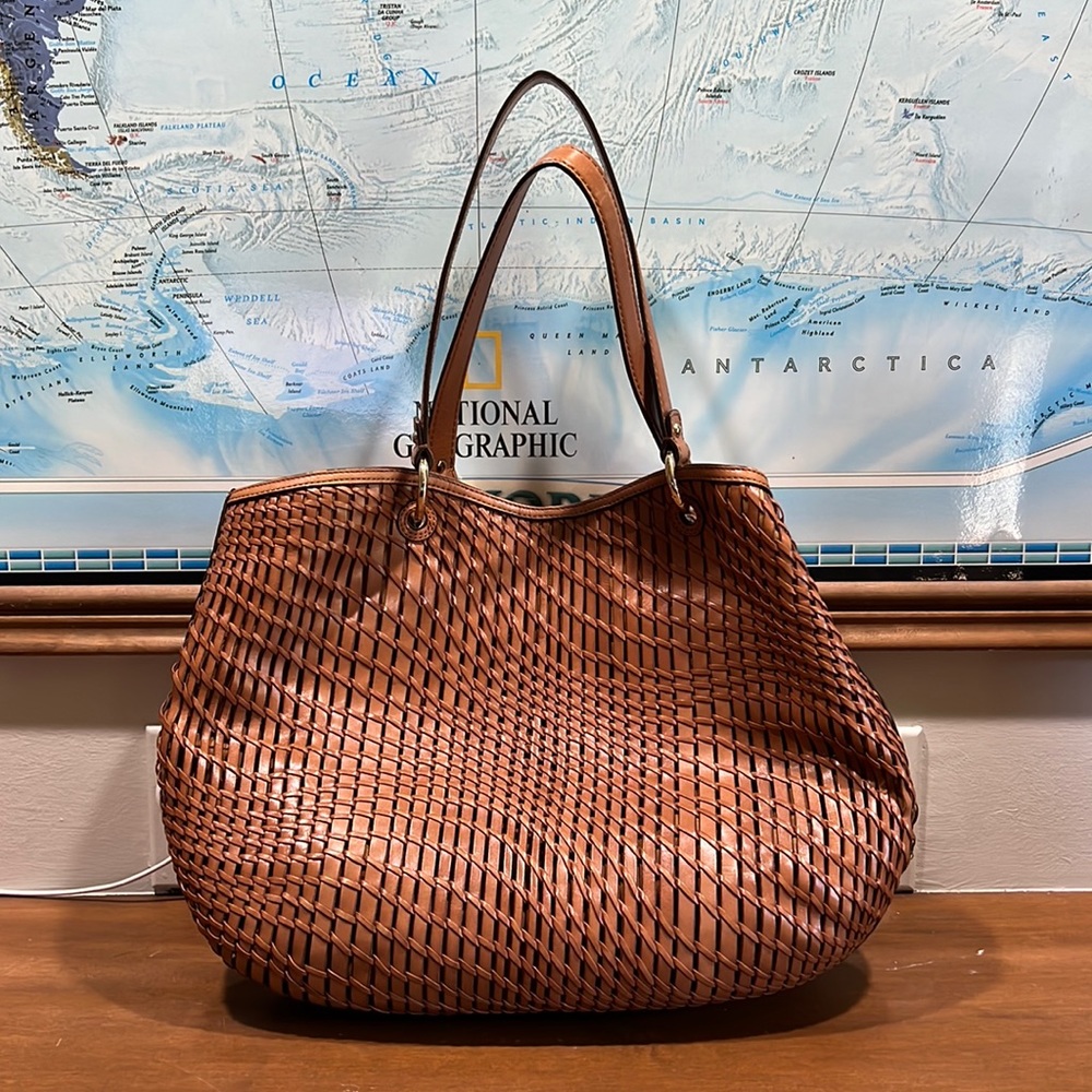 Cole Haan Genevieve Open Weave Tote color:  Woodbury